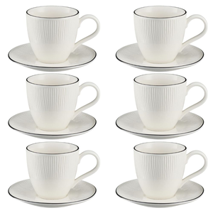 Komplet filiżanek porcelanowych 220 ml ze spodkiem BONITA BLACK