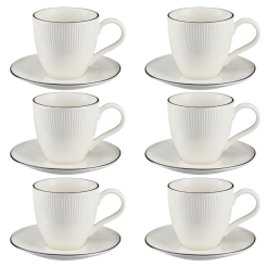 Komplet filiżanek porcelanowych 220 ml ze spodkiem BONITA BLACK