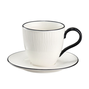 Filiżanka do kawy porcelanowa 220 ml ze spodkiem BONITA BLACK New