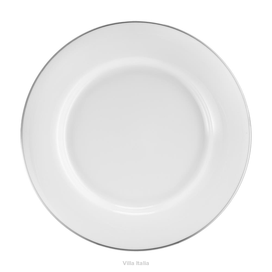 talerz obiadowy płaski porcelanowy z platynowym rantem