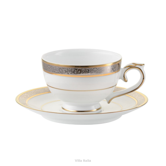 Filiżanka do herbaty porcelanowa 220 ml ze spodkiem RENESANS 