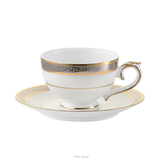 Filiżanka do herbaty porcelanowa 220 ml ze spodkiem RENESANS 