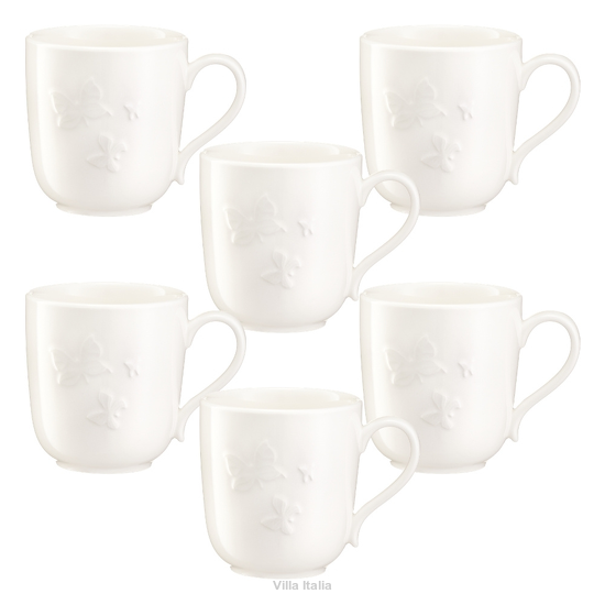 elegancki zestaw kubków porcelanowych biały