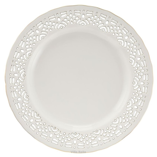 Talerzyk deserowy porcelanowy ażurowy 19 cm CLARA Gold Ivory