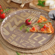 Talerz do pizzy 34 cm Półmisek okrągły szklany PIZZA Beige 2