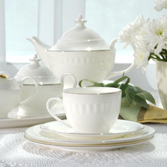 Serwis obiadowo kawowy na 6 osób porcelanowy MESYNA GOLD