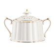 Serwis do kawy herbaty porcelanowy na 6 osób z dzbankiem CLARA Gold Ivory 6