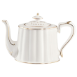 Serwis do kawy herbaty porcelanowy na 6 osób z dzbankiem CLARA Gold Ivory 2