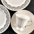 Serwis do kawy herbaty porcelanowy na 6 osób z dzbankiem CLARA Gold Ivory 21