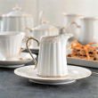 Serwis do kawy herbaty porcelanowy na 6 osób z dzbankiem CLARA Gold Ivory 12