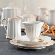 Serwis do kawy herbaty porcelanowy na 6 osób z dzbankiem CLARA Gold Ivory 10