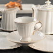 Serwis do kawy herbaty porcelanowy na 6 osób z dzbankiem CLARA Gold Ivory 16