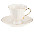 Serwis do kawy herbaty porcelanowy na 6 osób z dzbankiem CLARA Gold Ivory 4
