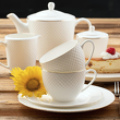 zestaw kawowy, filiżanki, dzbanuszek na mleko, cukiernica i dzbanek z porcelany kostnej