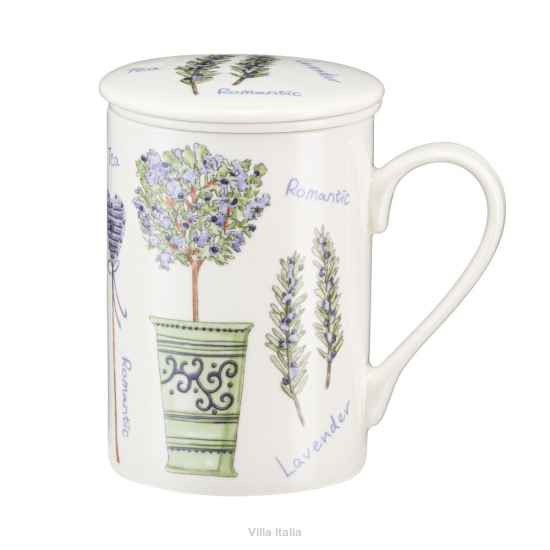 Kubek z zaparzaczem porcelanowy dekorowany 280 ml LAWENDA4