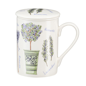 Kubek z zaparzaczem porcelanowy dekorowany 280 ml LAWENDA4