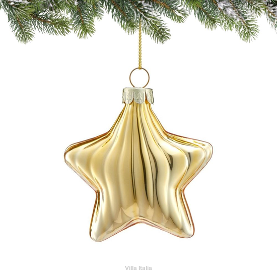 Bombka złota w kształcie gwiazdki, ze sznurkiem ozdobnym