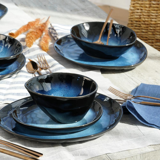 Serwis obiadowo kawowy na 12 osób z miseczkami DARK NIGHT