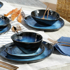 Serwis obiadowo kawowy na 12 osób z miseczkami DARK NIGHT