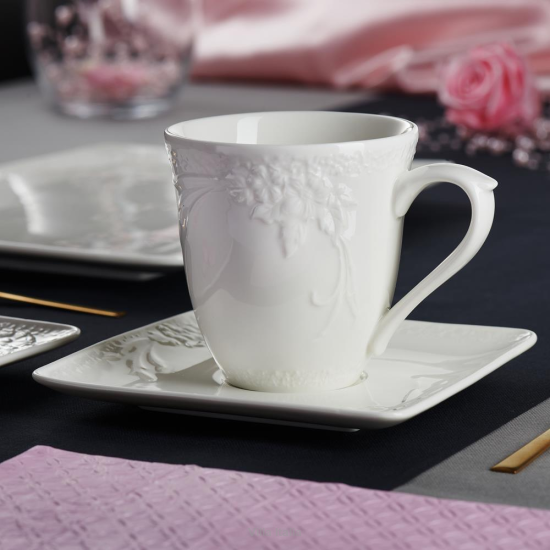 Filiżanka do kawy herbaty porcelanowa 250 ml ze spodkiem MARIETTA