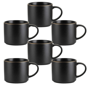 Zestaw czarnych kubków ceramicznych 420 ml 6 sztuk OTELLO Black