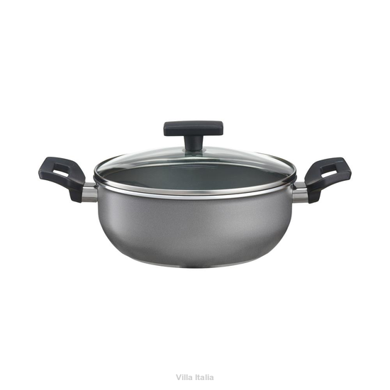 Garnek aluminiowy szary ze szklaną przyktywką