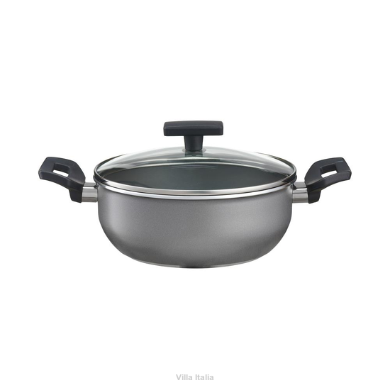Garnek aluminiowy szary ze szklaną przyktywką