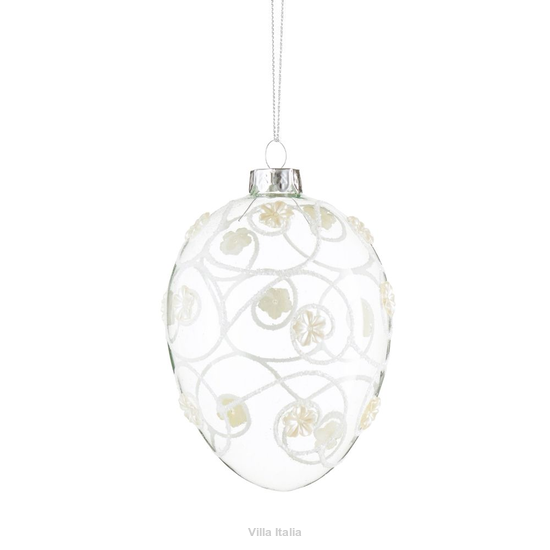 Bombka szklana jajko przeźroczyste dekorowane 11,5 cm