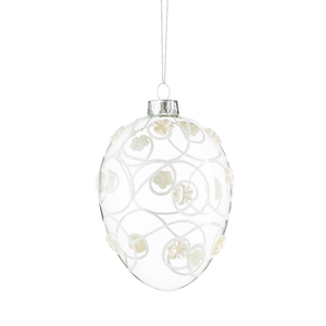 Bombka szklana jajko przeźroczyste dekorowane 11,5 cm