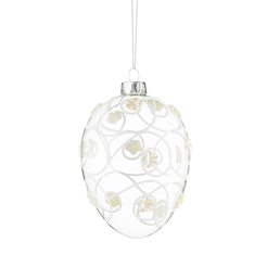 Bombka szklana jajko przeźroczyste dekorowane 11,5 cm