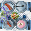 Komplet talerzy ceramicznych niebieskich na 6 osób DENIM 10