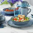 Komplet talerzy ceramicznych niebieskich na 6 osób DENIM 9