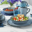 Komplet talerzy ceramicznych niebieskich na 6 osób DENIM 9
