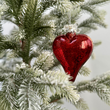 Bombka szklana czerwona SERCE z koralikami 10 cm 2