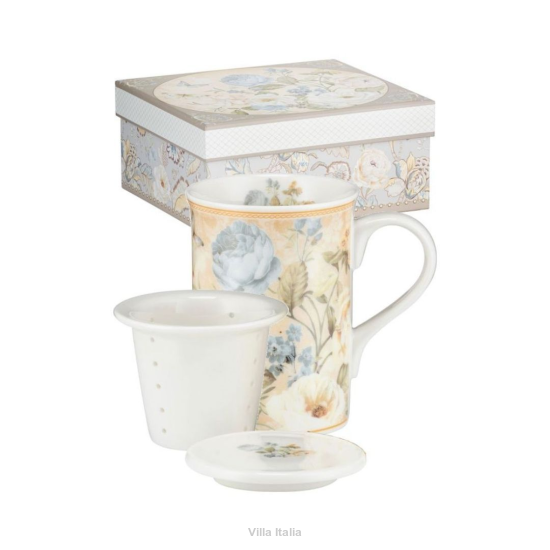 Kubek z zaparzaczem porcelanowy dekorowany EMILY