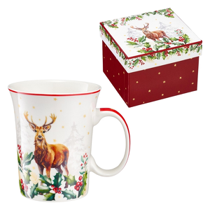 Kubek świąteczny na prezent z reniferem porcelanowy LAPONIA