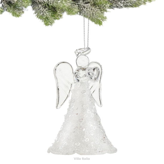 Ozdoba choinkowa ANIOŁEK Zawieszka szklana 9 cm