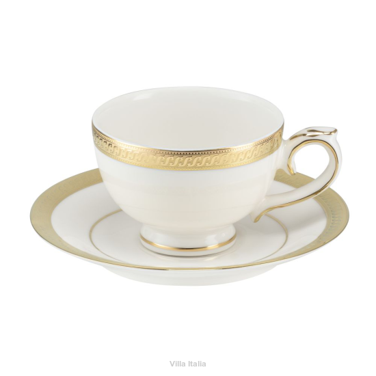 Filiżanka do herbaty porcelanowa 220 ml ze spodkiem RARITA GOLD