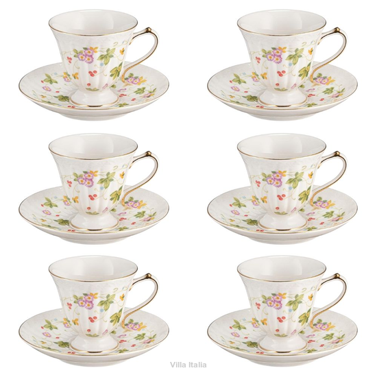 Zestaw filiżanek do herbaty porcelanowych 180 ml WALENCJA Ivory