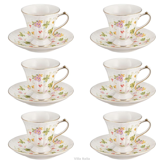 Zestaw filiżanek do herbaty porcelanowych 180 ml WALENCJA Ivory