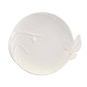 Talerz deserowy porcelanowy 22 cm z motylkiem CLARA Ivory