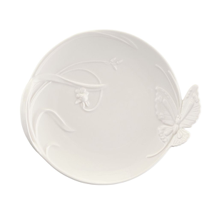 Talerz deserowy porcelanowy 22 cm z motylkiem CLARA Ivory