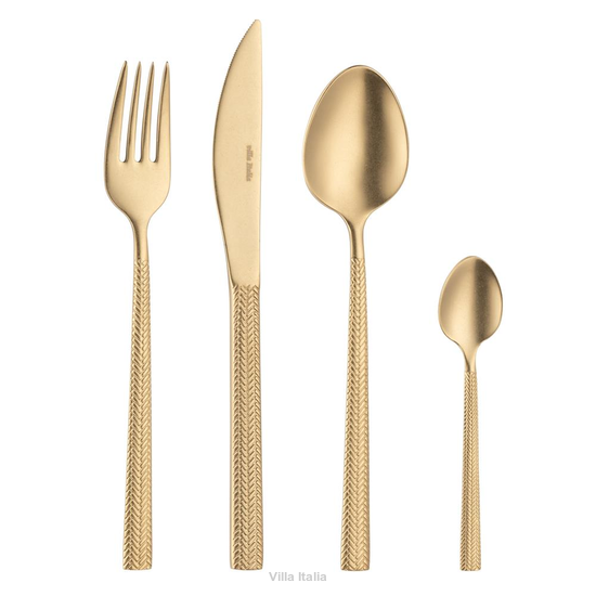 zestaw sztućców złotych 