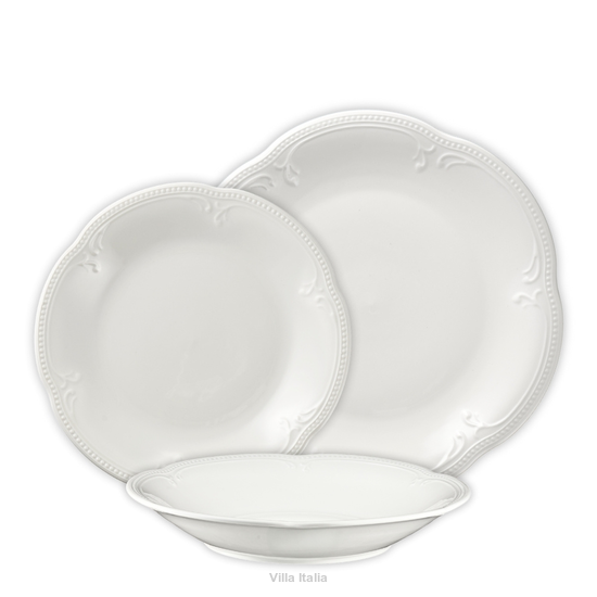Komplet talerzy porcelanowych na 6 osób WHITE PRINCESS