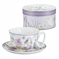 Filiżanka do herbaty porcelanowa 300 ml ze spodkiem LAVENDER 