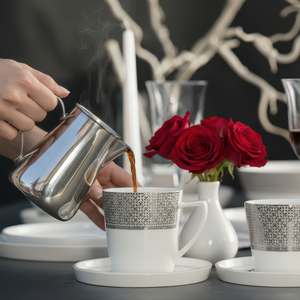 Serwis kawowy porcelanowy na 6 osób SHIRO  duże filiżanki