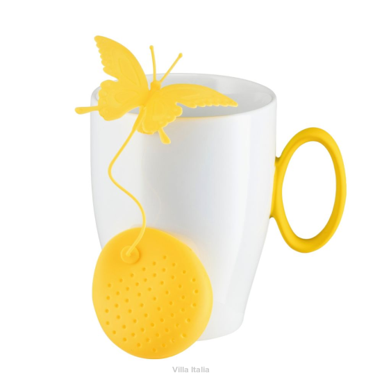 Kubek porcelanowy z zaparzaczem silikonowym żółtym 350 ml SUNNY 