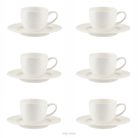 Zestaw filiżanek do espresso porcelanowych 100 ml 6 sztuk BARI WHITE