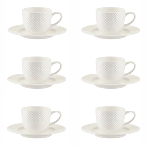 Zestaw filiżanek do espresso porcelanowych 100 ml 6 sztuk BARI WHITE
