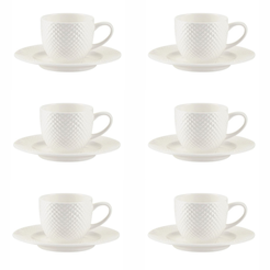 Zestaw filiżanek do espresso porcelanowych 100 ml 6 sztuk BARI WHITE